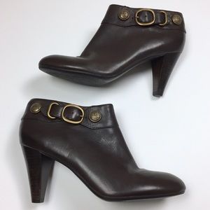 Coach Alexie brown leather ankle booties 10 authen